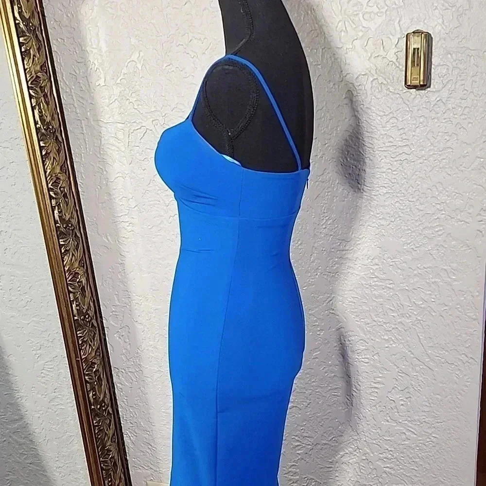 Likely Christiana Slip Gown dress 👗 w/ flounce hem in Olympic blue. Like new - Picture 8 of 11